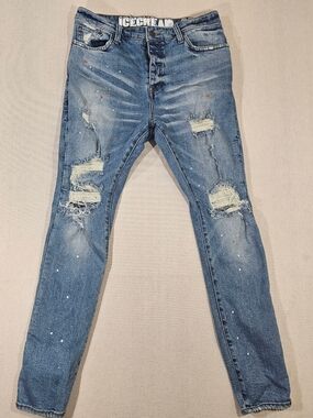 Icecream Distressed Blue Men’s Skinny Jeans 32x32